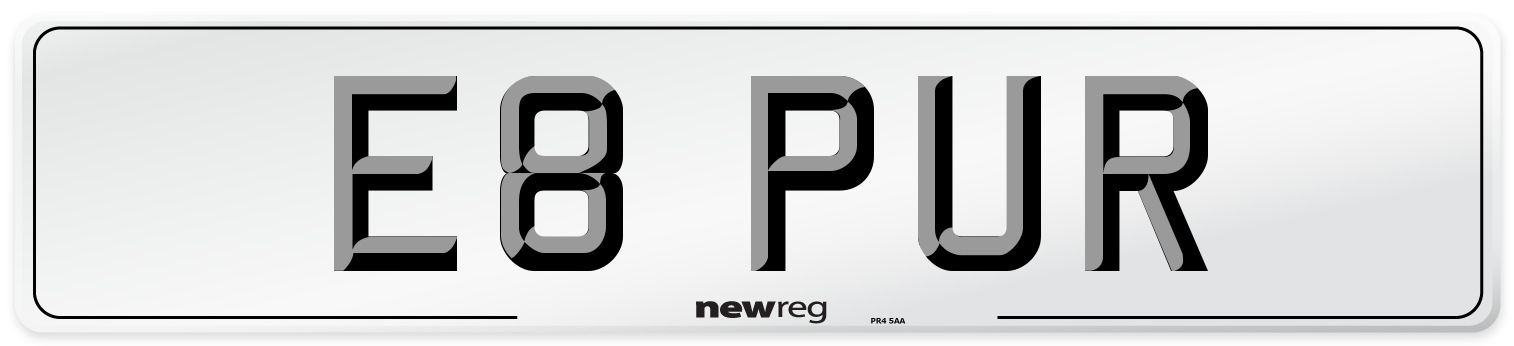 E8 PUR Number Plate from New Reg